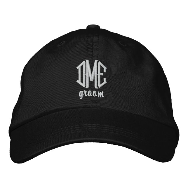 Groom Custom Wedding Monogram Baseball Cap Bestickte Baseballkappe (Vorderseite)