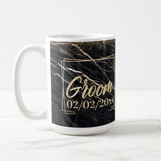 Groom Elegant: Goldene Marmorfeier Kaffeetasse (Links)