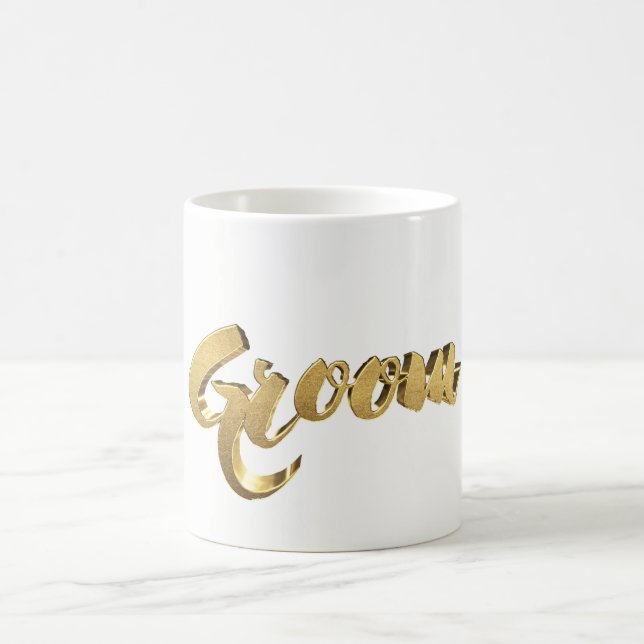 Groom Elegante Typografie Gold Look Text Kaffeetasse (Mittel)