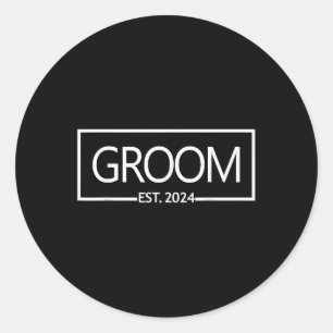 Groom Est. 2024 Future Husband Bachelor Party Wedd Runder Aufkleber