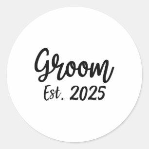 Groom Est. 2025 Die Gruppe für männliche Hochzeits Runder Aufkleber