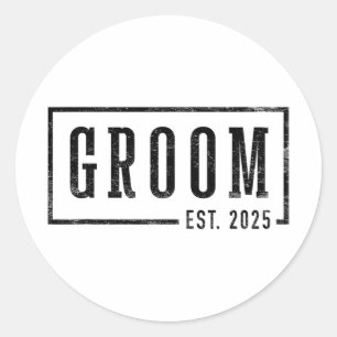Groom Est 2025 Künftige Verlobte Geschenke für Ehe Runder Aufkleber