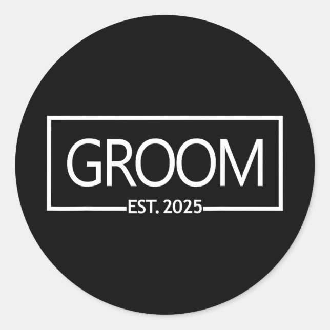 Groom Est. 2025 Runder Aufkleber (Vorderseite)
