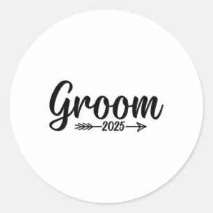 Groom Est. 2025 Verheiratete Hochzeitsfeier Verlob Runder Aufkleber