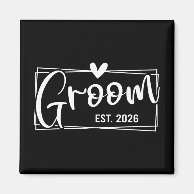 Groom Est. 2026 Ehemann Just Married Wedding Engag Magnet (Vorne)