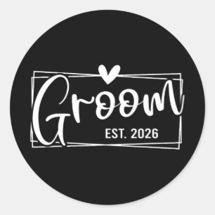 Groom Est. 2026 Ehemann Just Married Wedding Engag Runder Aufkleber