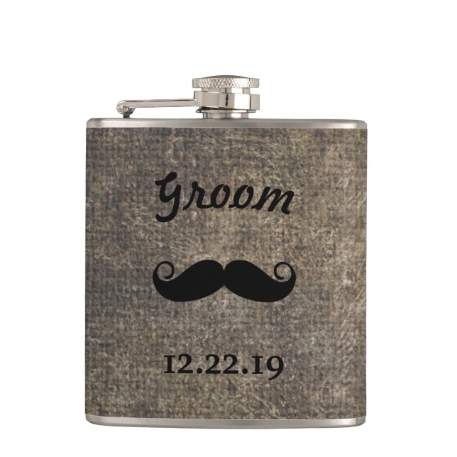 Groom Flask Mustache Flachmann (Vorderseite)