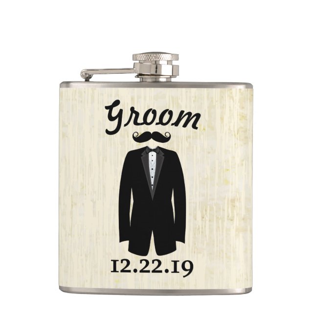 Groom Flask Tuxedo Krawatte Flachmann (Vorderseite)