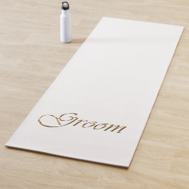 Groom Gold Drehbuch elegante, weiße Hochzeit Yogamatte