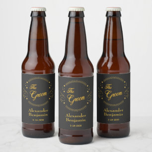 Groom Gold Wedding Elegante Personalize Bierflaschenetikett