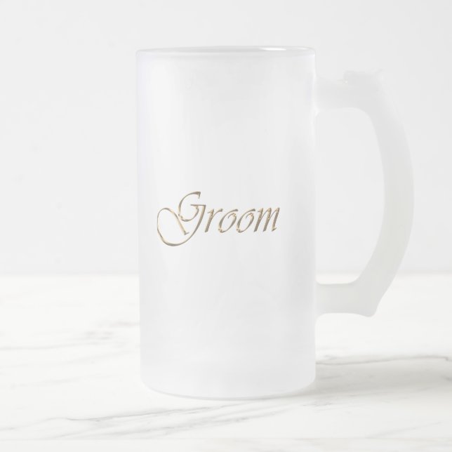 Groom, goldene Schrift eleganter Chic Mattglas Bierglas (Rechts)