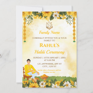 Groom Haldi Ceremony Invitation Card Einladung