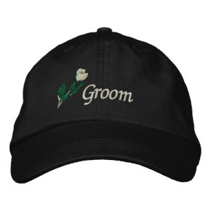 Groom Hat mit White Rose Bestickte Baseballkappe