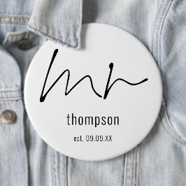 Groom Herr Name Script Bridal VorWedding Geschenk Button