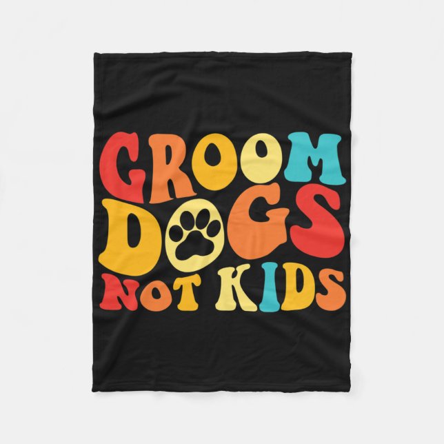 Groom Hunde Kids Funny Hunde Niedlich Meme Groovy  Fleecedecke (Vorderseite)