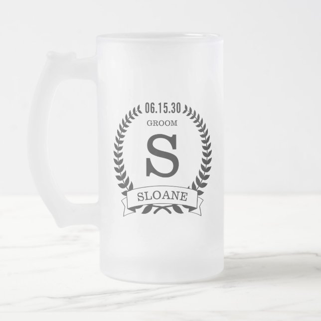 Groom Initial Mattglas Bierglas (Links)