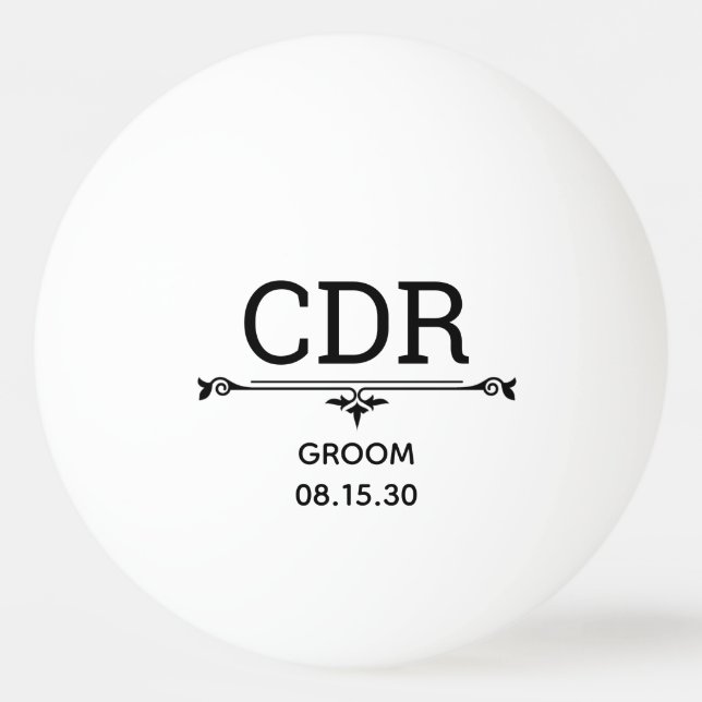 Groom Initials Tischtennisball (Vorderseite)