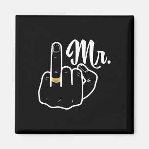 Groom Just Married Wedeymoon Ring Finger H Magnet