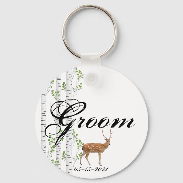 Groom Key Chain Deer Buck Woodland Jagd Schlüsselanhänger (Vorderseite)
