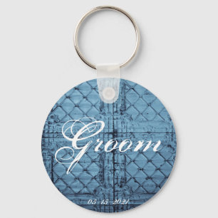 Groom Key Chain Rustic Zinn Panel Land W Schlüsselanhänger