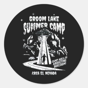 Groom Lake Summer Camp - Funny Area 51 Alien Ufo G Runder Aufkleber
