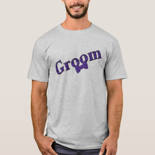 Groom Lila Zebra Print Wedding Party T-Shirt