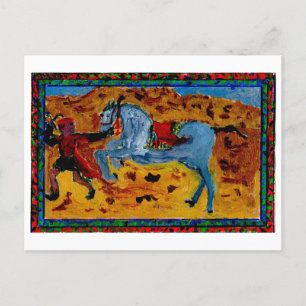 Groom mit einer aufgeregten Pferdepostkarte Postkarte