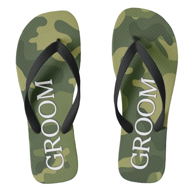 Groom mit grünem Camoflauge Muster Flip Flops (Fußbett)