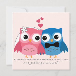 Groom Owl und Bride Owl Niedliche Einladung zur Ho