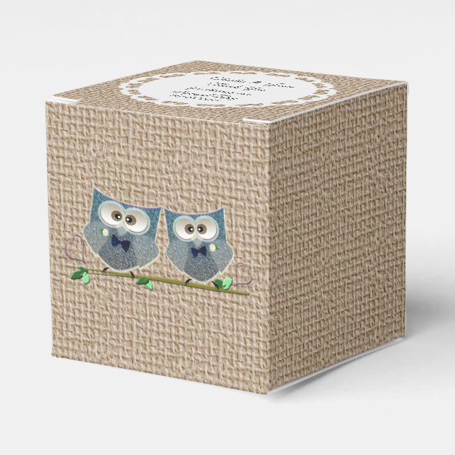 Groom Owls Art Wedding Zelt Gunst Box Geschenkschachtel (Vorderseite)
