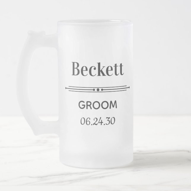 Groom Personalisierte Mattierte Glass Biere Tasse (Links)