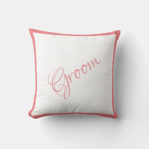 Groom Pink Script Chic Hochzeit Kissen
