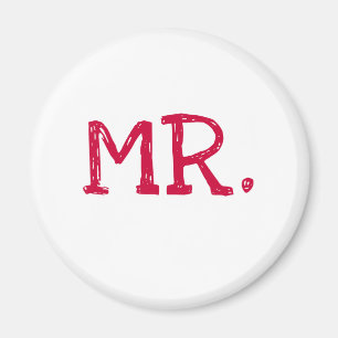 Groom Red Text Mr. Magnet