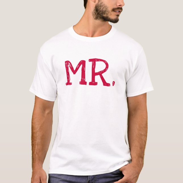 Groom Red Text Mr. T-Shirt (Vorderseite)