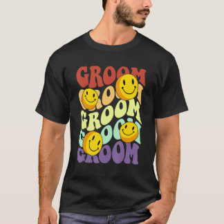 groom retro smile face wedding celebration bachelo T-Shirt