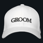 Groom Schwarz und elegante schicke Hochzeit Bestickte Baseballkappe<br><div class="desc">Groom Schwarz-Weiß elegante elegante Hochzeit bestickte Baseballkappe. Verfügbar in vielen Farben und Optionen</div>
