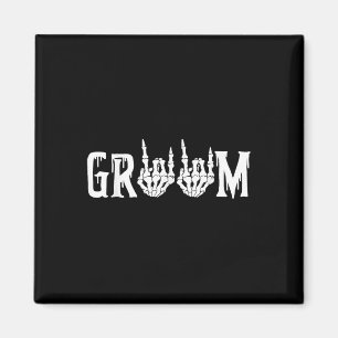 Groom Skeleton Rock Hand Halloween Bachelo Magnet