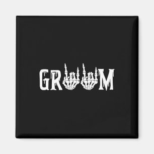 Groom Skeleton Rock Hand Halloween Bachelo Magnet