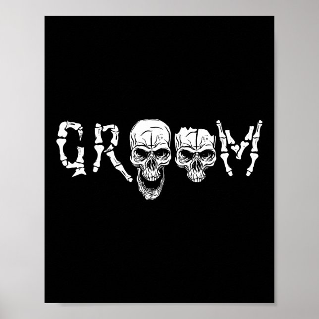 Groom - Skeleton-Skull-Halloween-Bachelor Poster (Vorne)