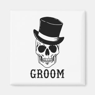 Groom Skull mit Hat Bride Halloween Wedding Bache Magnet