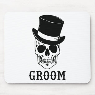 Groom Skull mit Hat Bride Halloween Wedding Bache Mousepad