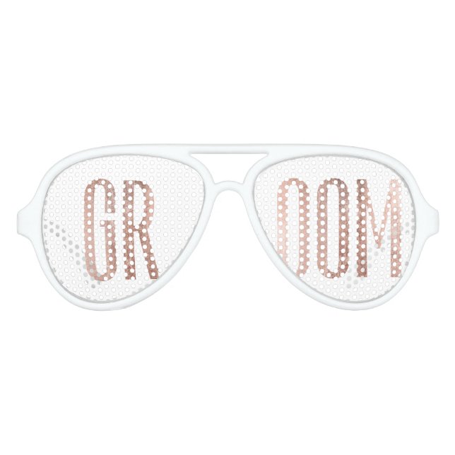 Groom Sonnenbrille Rose Gold Typografie (Vorderseite)