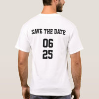 Groom Sports Style Passing Couple Save the Date