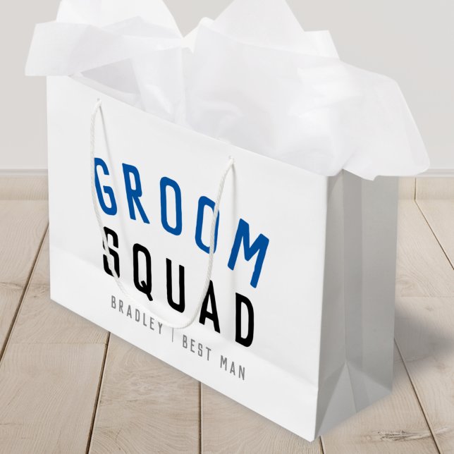 Groom Squad | Moderner Bachelor Trauzeuge Stilvoll Große Geschenktüte (Von Creator hochgeladen)