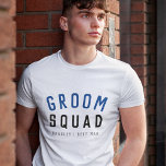 Groom Squad | Moderner Bachelor Trauzeuge Stilvoll T-Shirt<br><div class="desc">Niedliche, einfache, stilvolle "Groom Squad" zitiert Kunst bedeutet T - Shirt mit moderner, minimalistischer Typografie in Schwarz und Marineblau in einem coolen trendigen Stil. Der Slogan, Name und Rolle kann leicht personalisiert werden mit den Namen Ihrer Bräutigam-Quadrat, zum Beispiel Bräutigam, Trauzeuge, Trauzeuge, Vater des Bräutigams, Page Boy & so weiter!...</div>