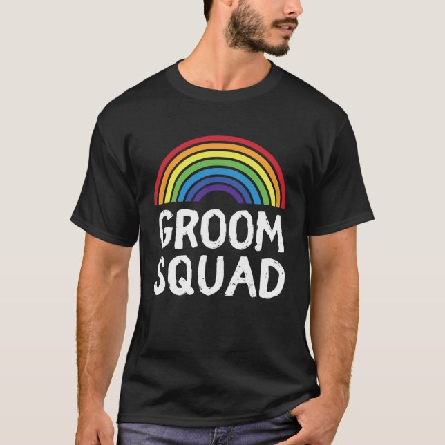 Groom Squad Pride Wedding LGBT Gay Bachelor Party  T-Shirt (Vorderseite)
