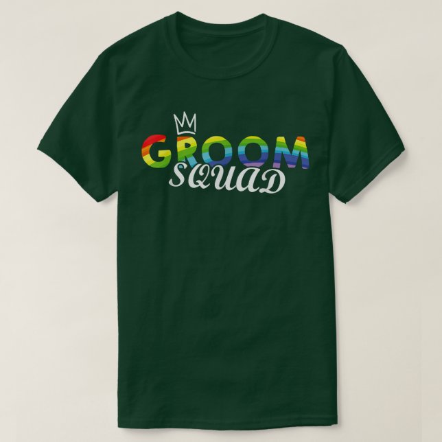 Groom Squad Rainbow Flag Pride LGBTQ Wedding Party T-Shirt (Design vorne)
