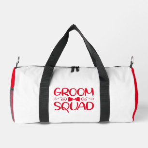 GROOM SQUAD Red White Duffle Bag