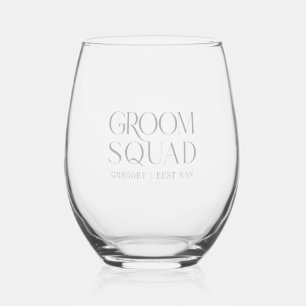Groom Squad Trauzeuge Elegante leichte graue Typog Weinglas Ohne Stiel