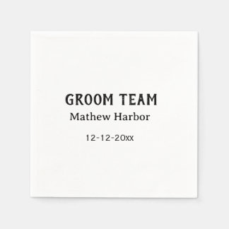 Groom team groomsman name date bachelore party serviette